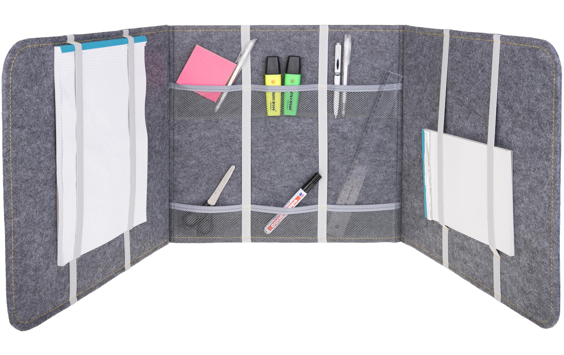 FTM Tischtrennwand – 1210 × 390 mm, Filz, Grau