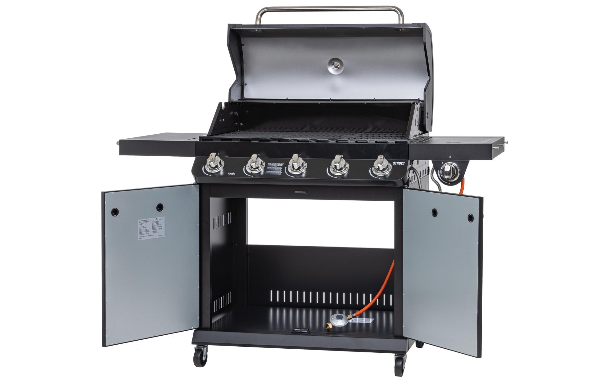 Struct Gasgrill Austin – 5 Brenner, 3'655 cm² Grillfläche, 17,5 kW – Schwarz