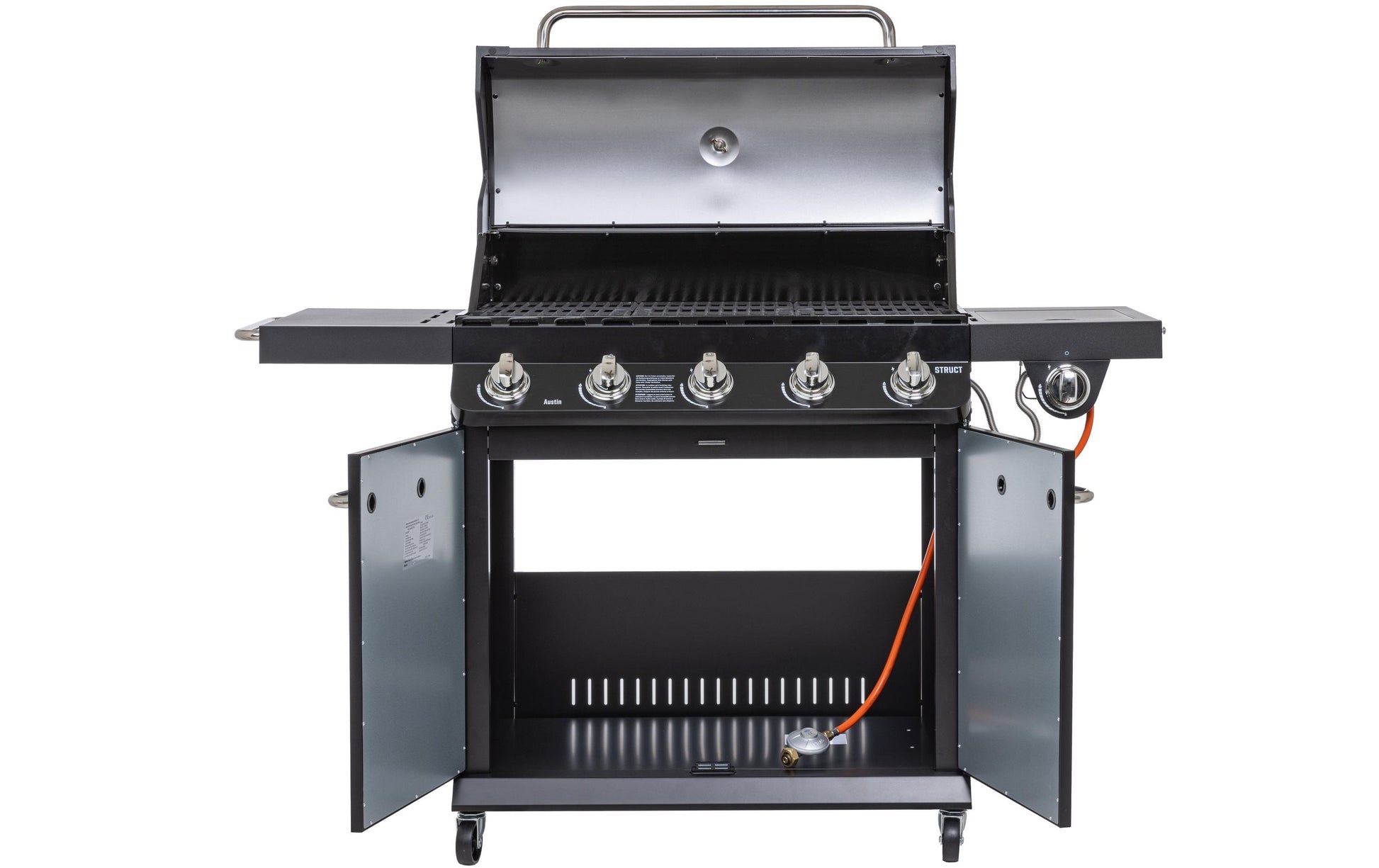 Struct Gasgrill Austin – 5 Brenner, 3'655 cm² Grillfläche, 17,5 kW – Schwarz