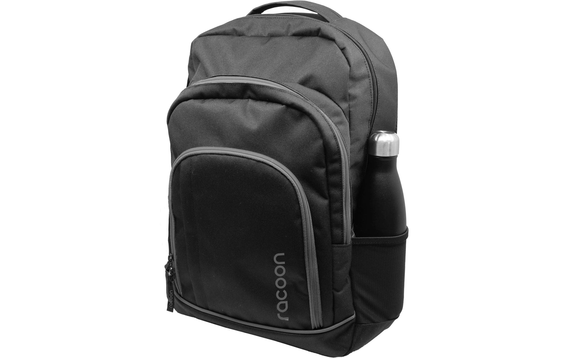 Racoon – Schulrucksack – 33 × 48 × 20 cm, 30 l, grau/schwarz, recyceltes PET
