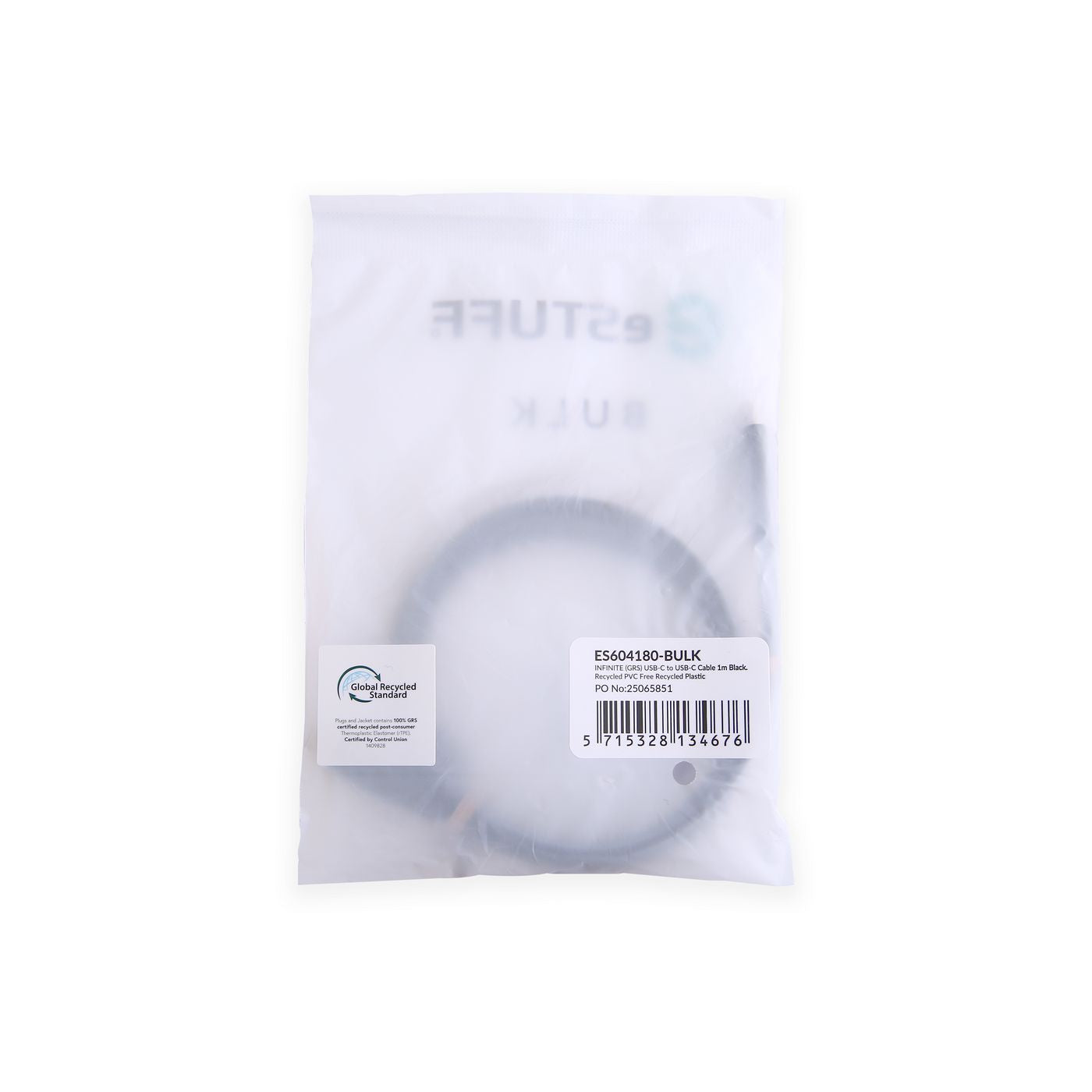 eSTUFF USB-C auf USB-C Kabel – 1 m – Recycelt – Schwarz
