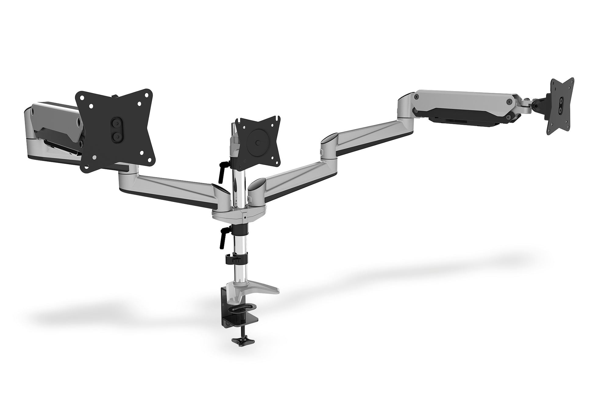 Digitus Monitorarm, 3-fach, Tischklemme – bis 27", VESA 75 × 75/100 × 100 mm, 6 kg, Schwarz/Grau