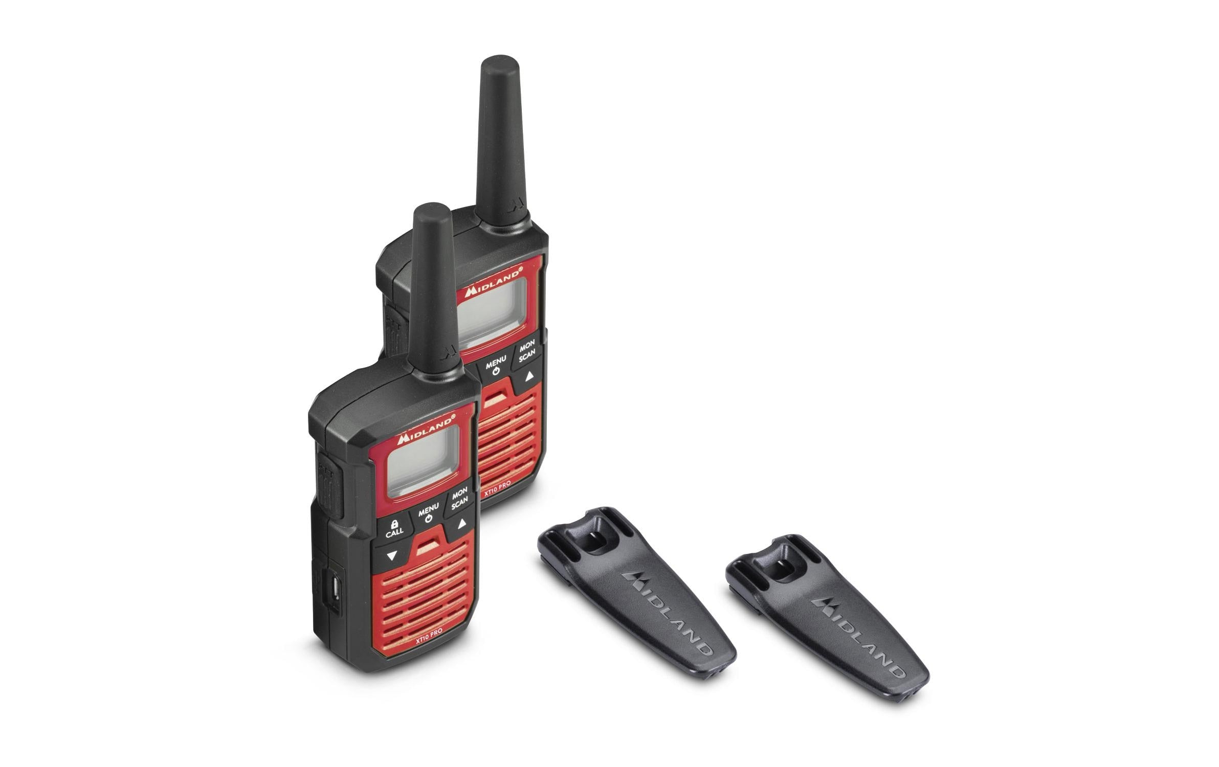 Midland XT10 Pro Twin – Funkzubehör, spritzwassergeschützt, maximale Reichweite 4 km, 16 Kanäle, 2er-Set