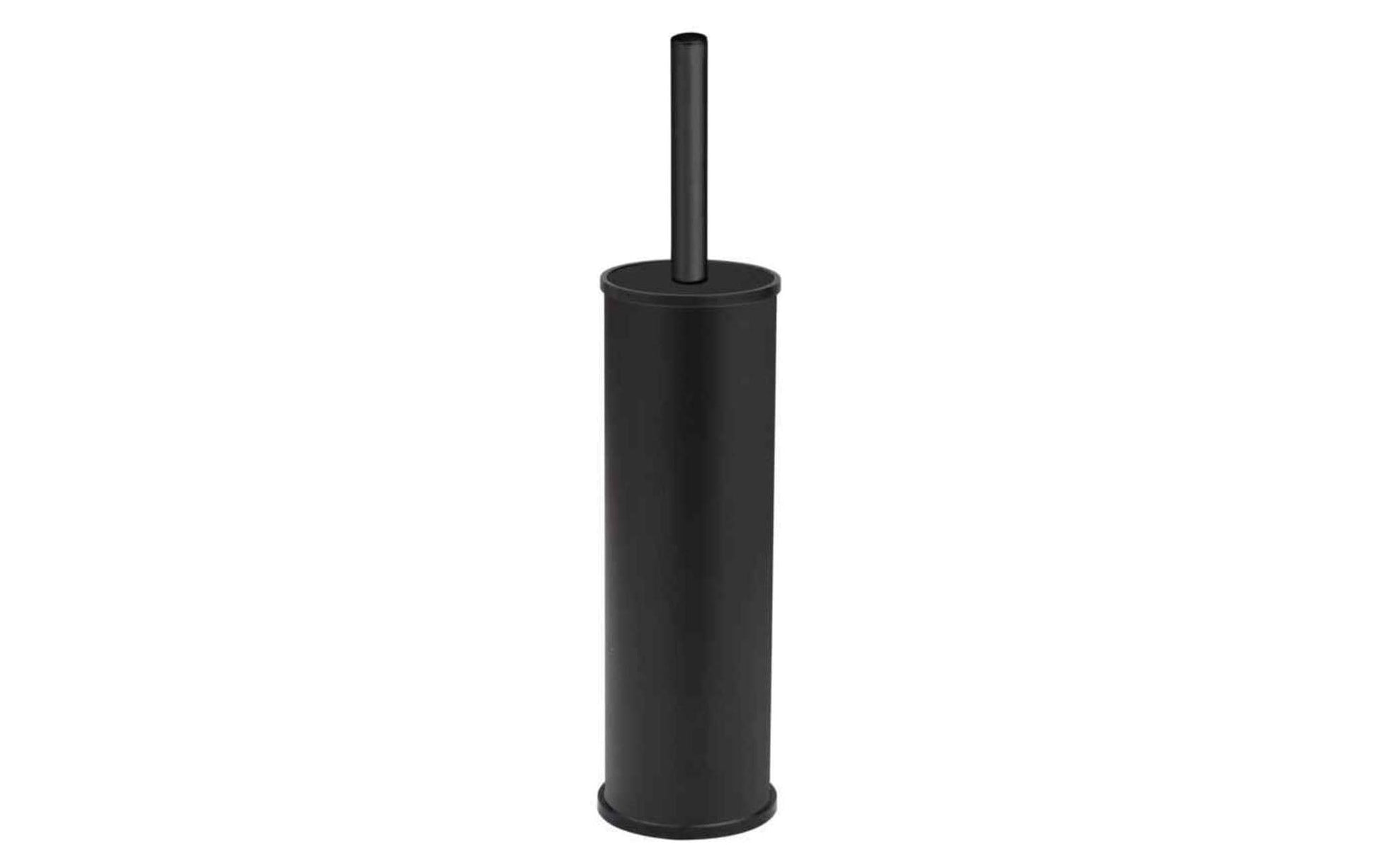 WENKO WC-Bürstenset – Edelstahl, Schwarz, Kopf austauschbar, H 37 cm, Ø 6,5 cm