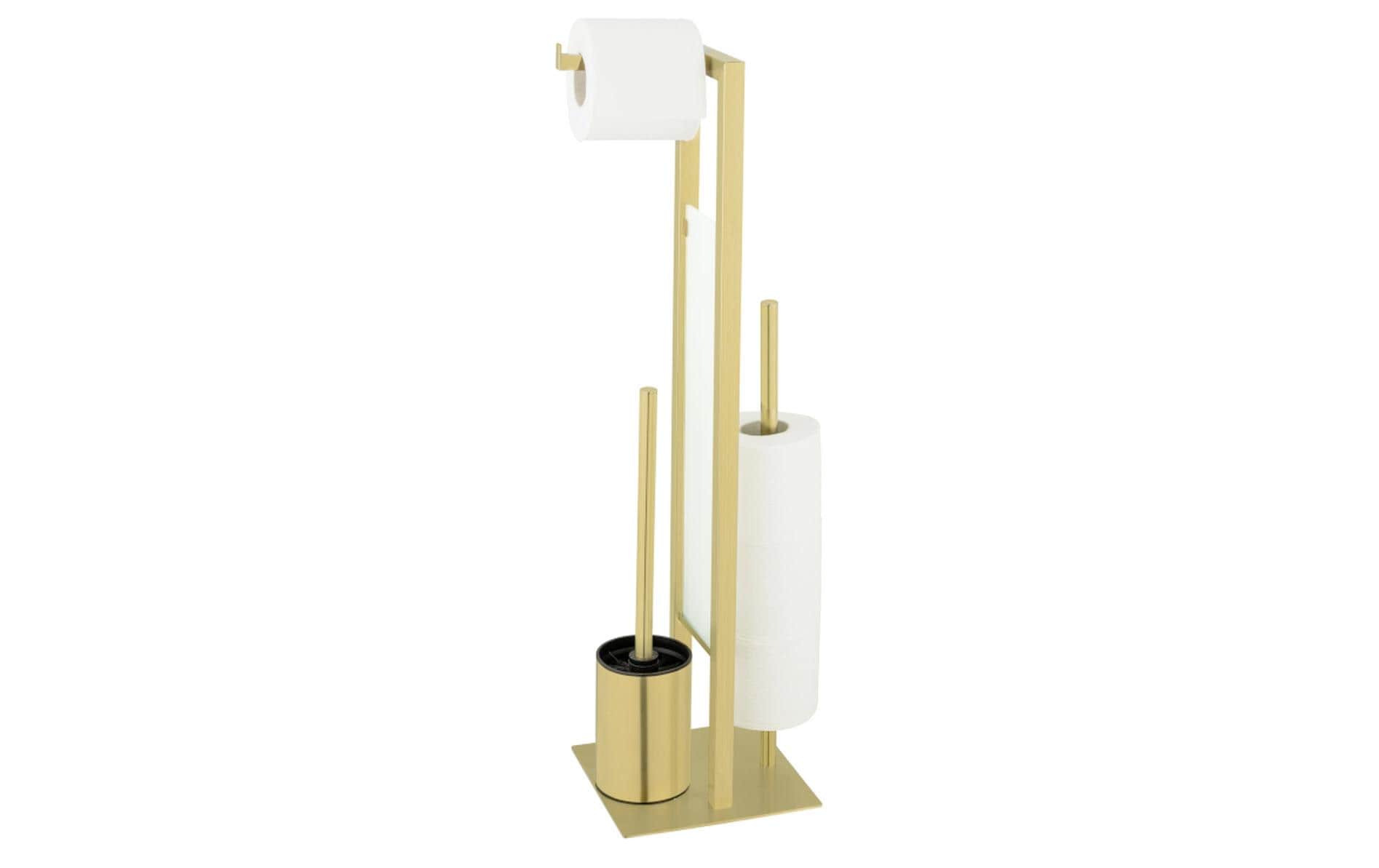 WENKO WC-Bürstenset – Edelstahl, Glas, Gold, bodenstehend, Kopf austauschbar
