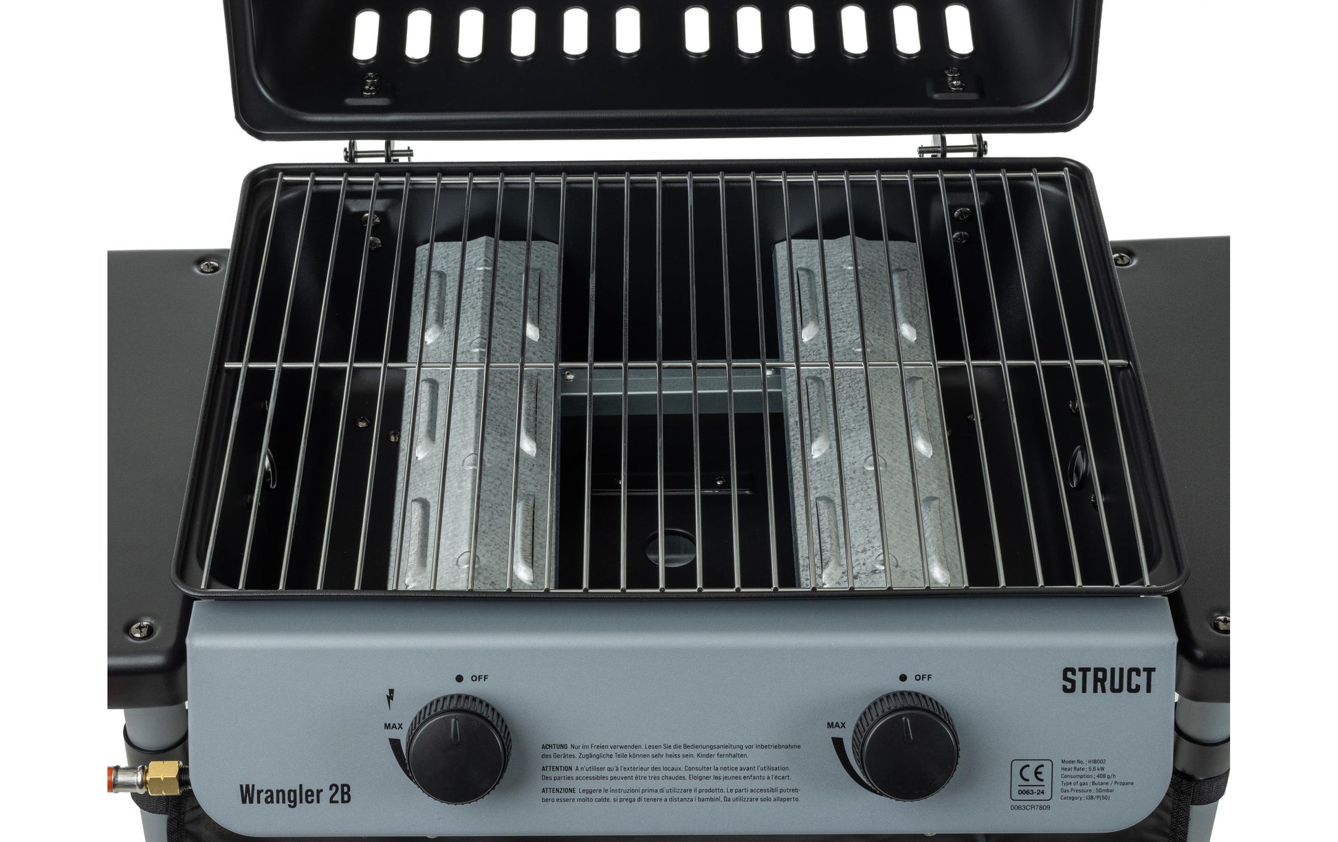 Struct Gasgrill Wrangler – 1'800 cm², 2× Brenner, 5,6 kW, Fahr-Rollen – schwarz