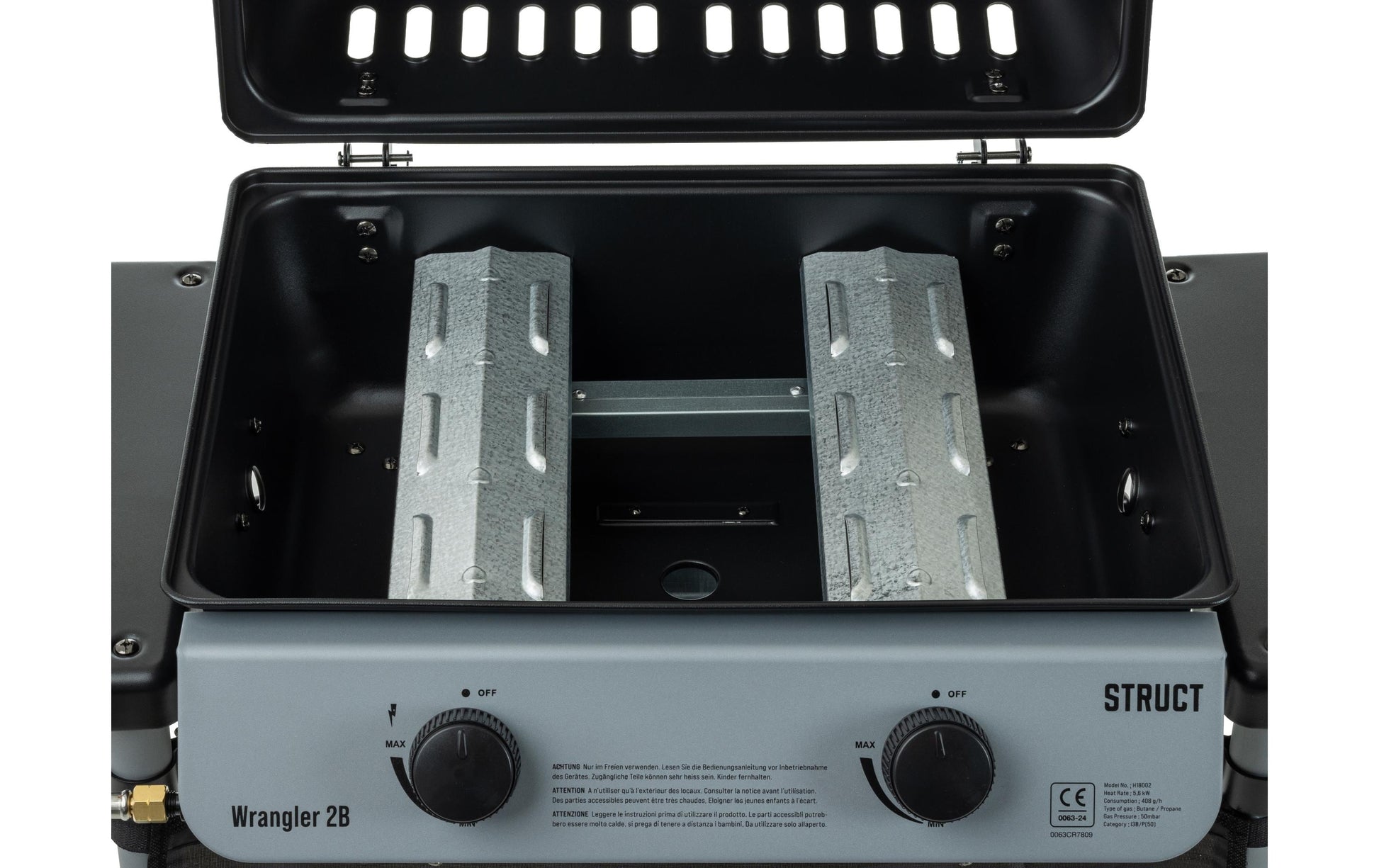 Struct Gasgrill Wrangler – 1'800 cm², 2× Brenner, 5,6 kW, Fahr-Rollen – schwarz