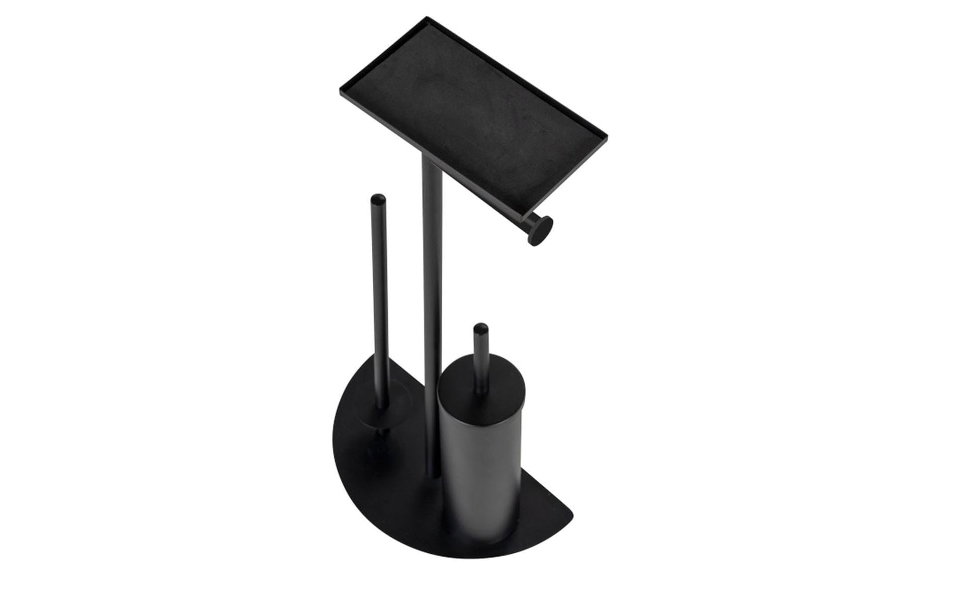 Wenko – WC-Bürstenset – Stahl, Schwarz, mit Papierhalter, H 72 cm, Ø 7,5 cm