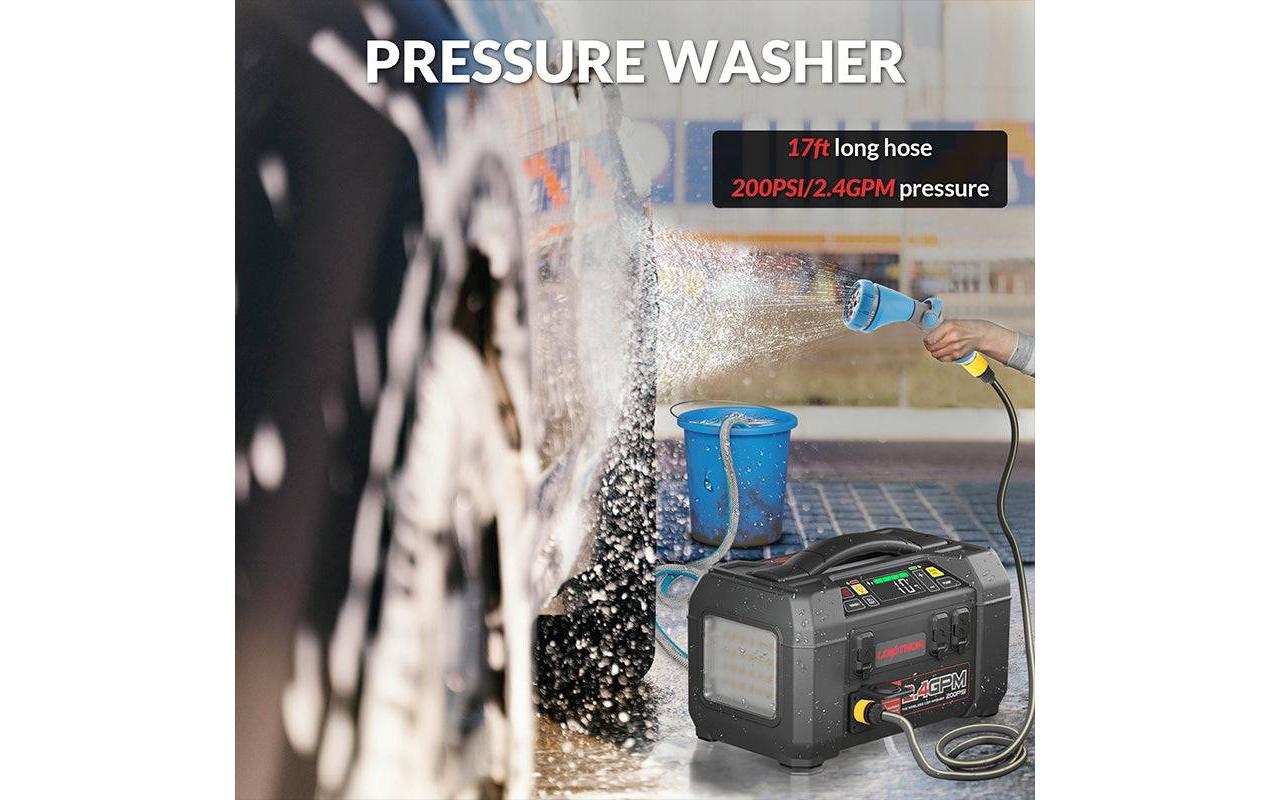 Lokithor AW401 Starthilfegerät – 2 500 A Startstrom, 12 V, 74 Wh/20 000 mAh, USB, Kompressor, Schwarz