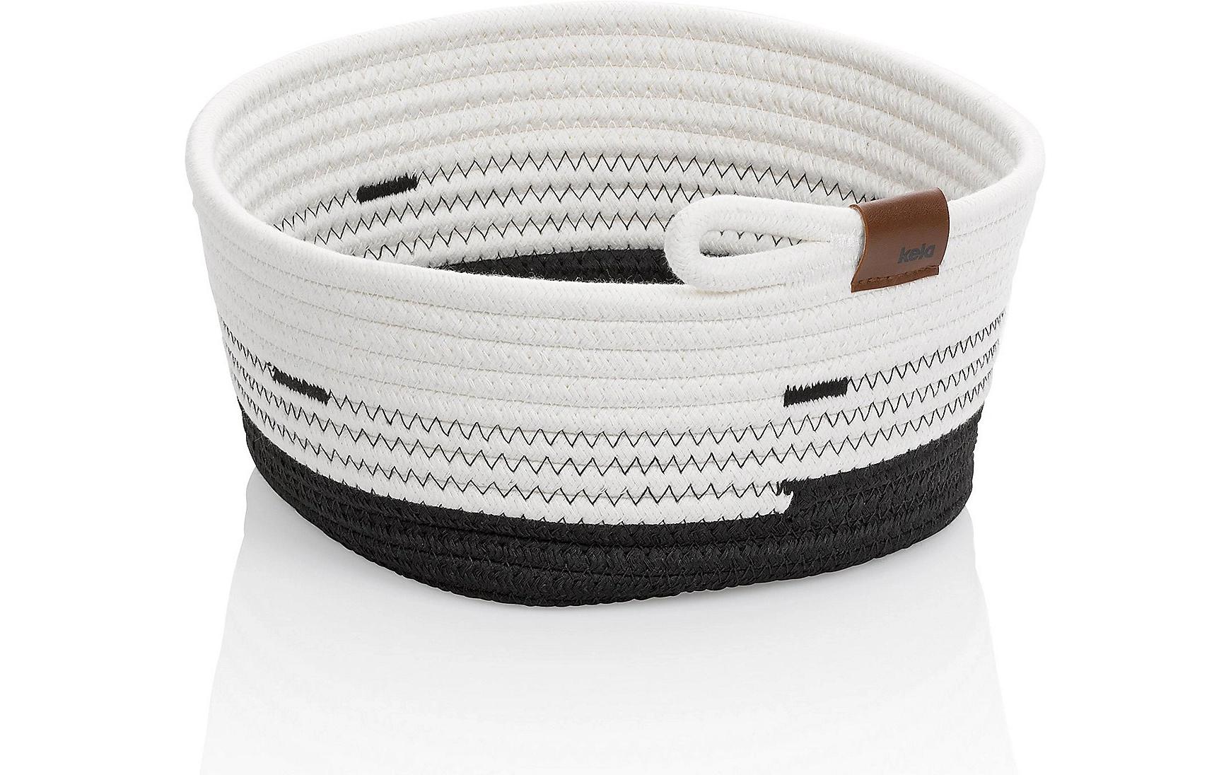 Kela Hedda Aufbewahrungskorb – Polyester – Schwarz/Weiss – Ø 250 × H 120 mm