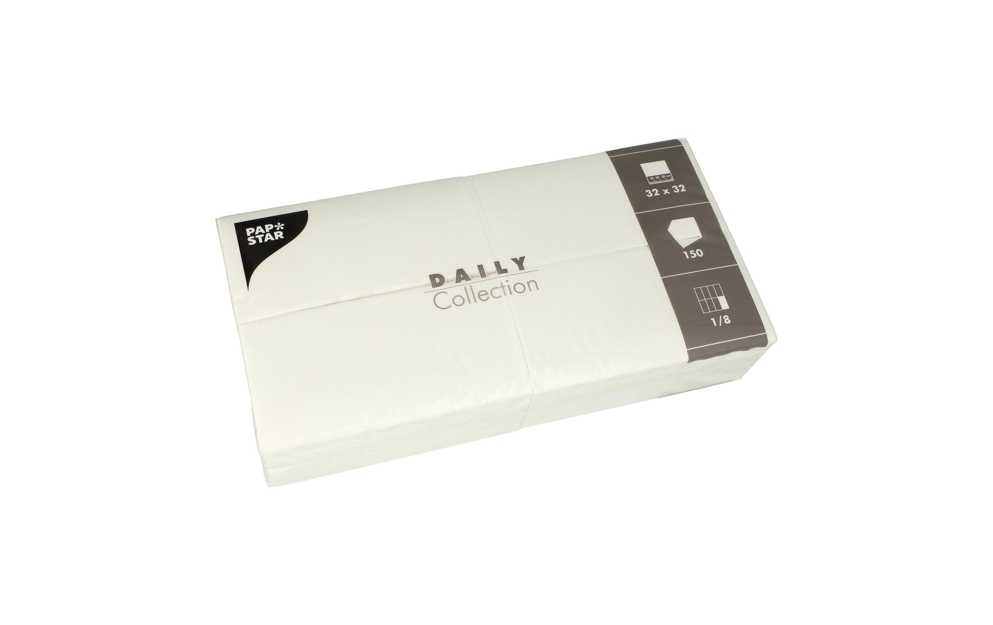 Papstar Servietten Daily Collection, 32 × 32 cm weiss – FSC – 150 Stk.