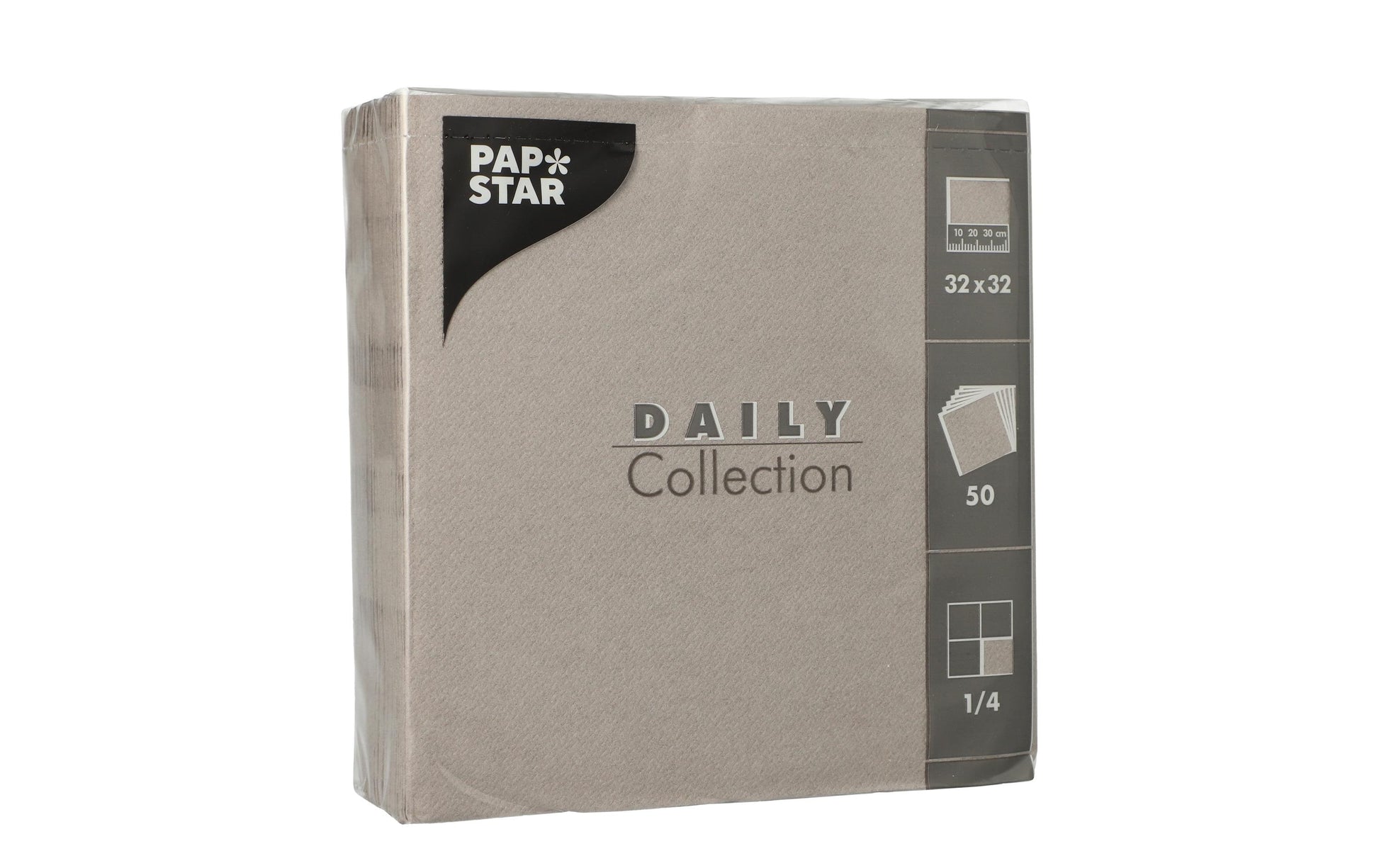 Papstar Servietten Daily Collection grau – 32 × 32 cm, 2-lagig – 50 Stück