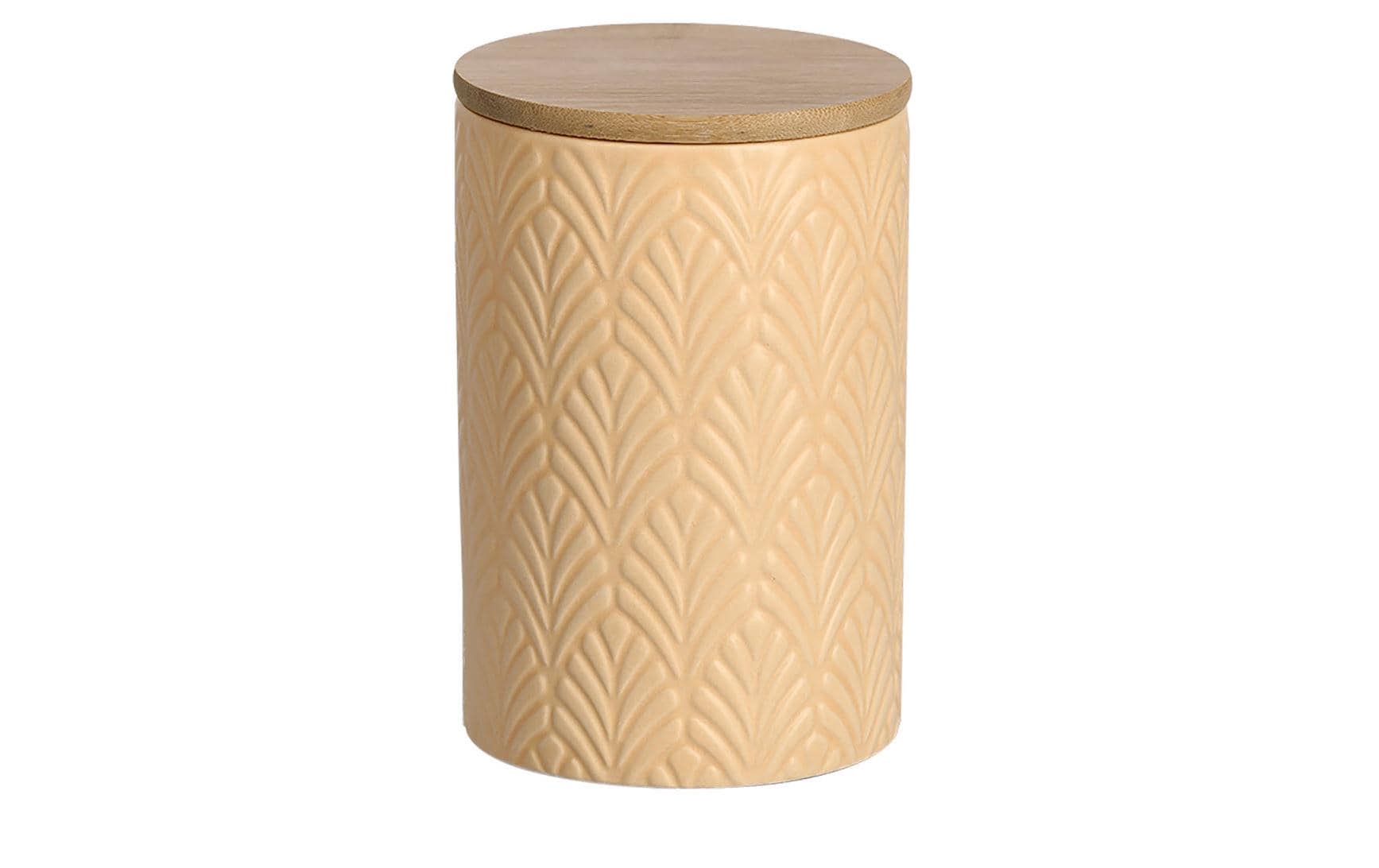 Zeller Present Vorratsdose 720 ml, Ø 10 × 15 cm, Keramik/Bambus, Aprikose