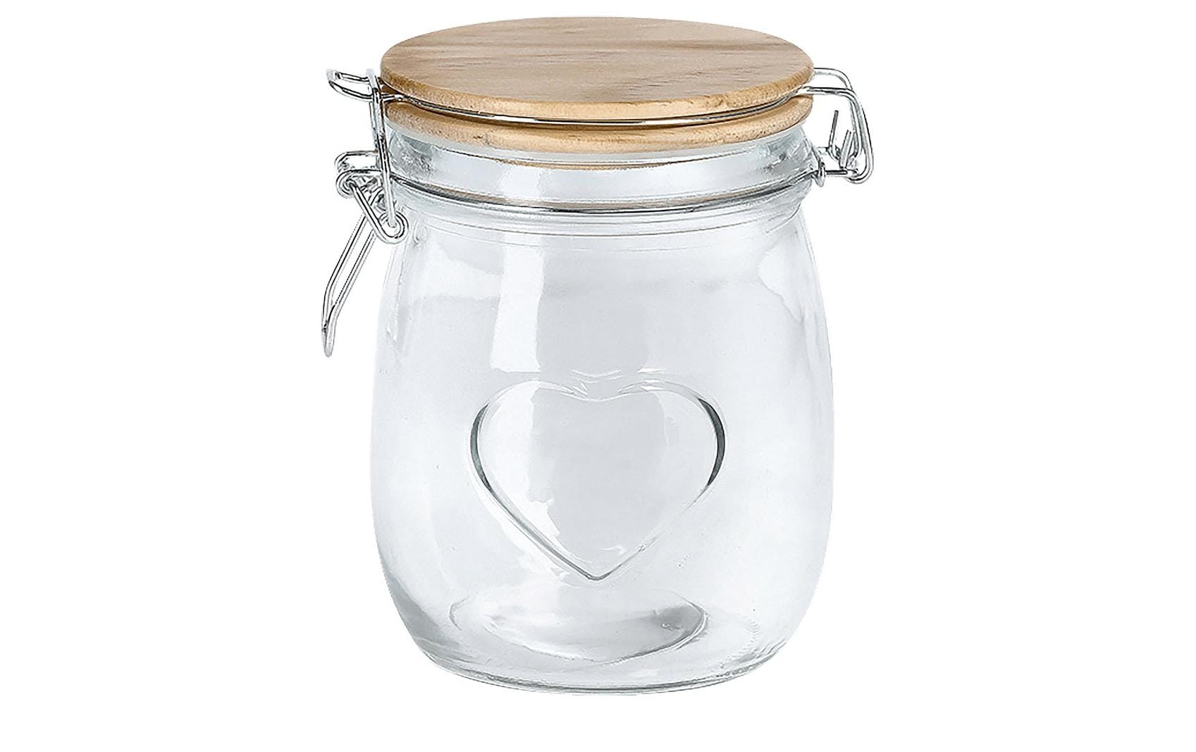 Zeller Present Vorratsdose 750 ml, Ø 11 × 14,2 cm, Glas/Kiefer, transparent