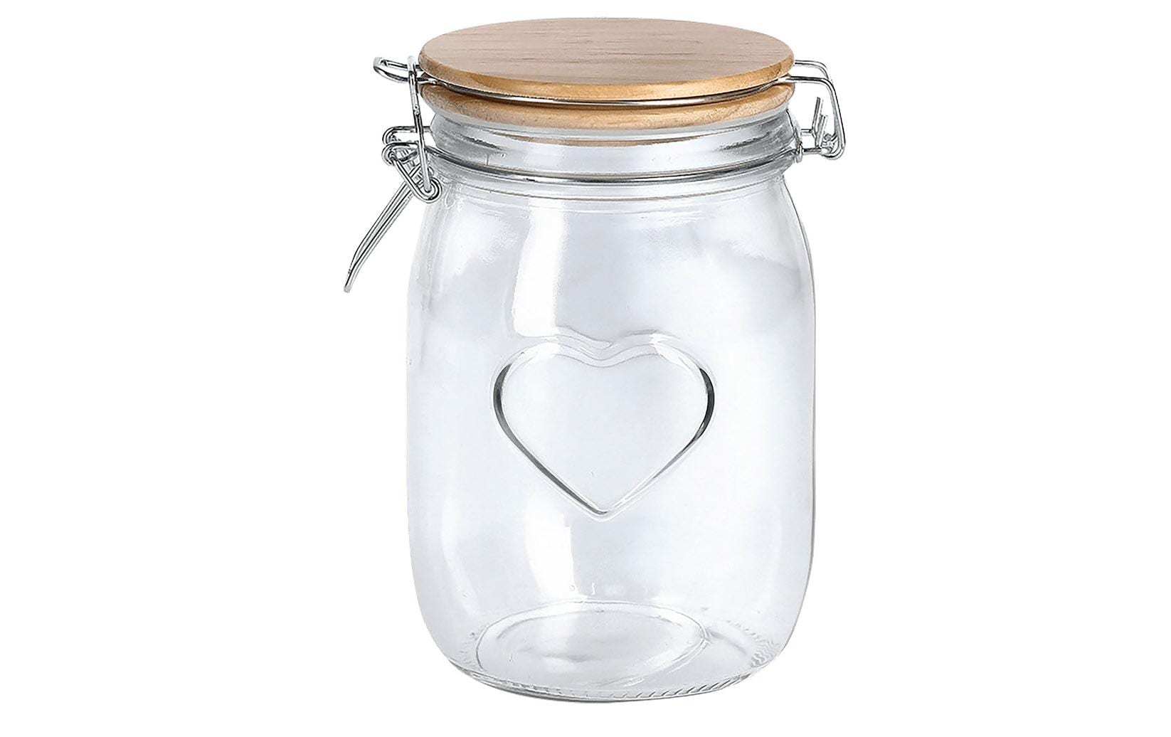 Zeller Present Vorratsdose 1 l, Ø 11 × 17 cm, Glas/Kiefer, Transparent