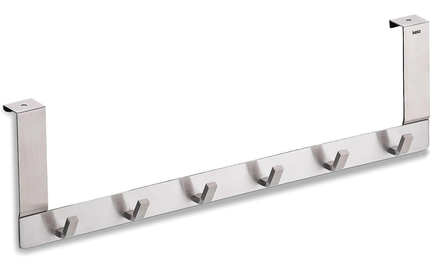 Kela Colgar Wandgarderobe 6 Haken – Edelstahl – Silber – 460 × 25 × 130 mm
