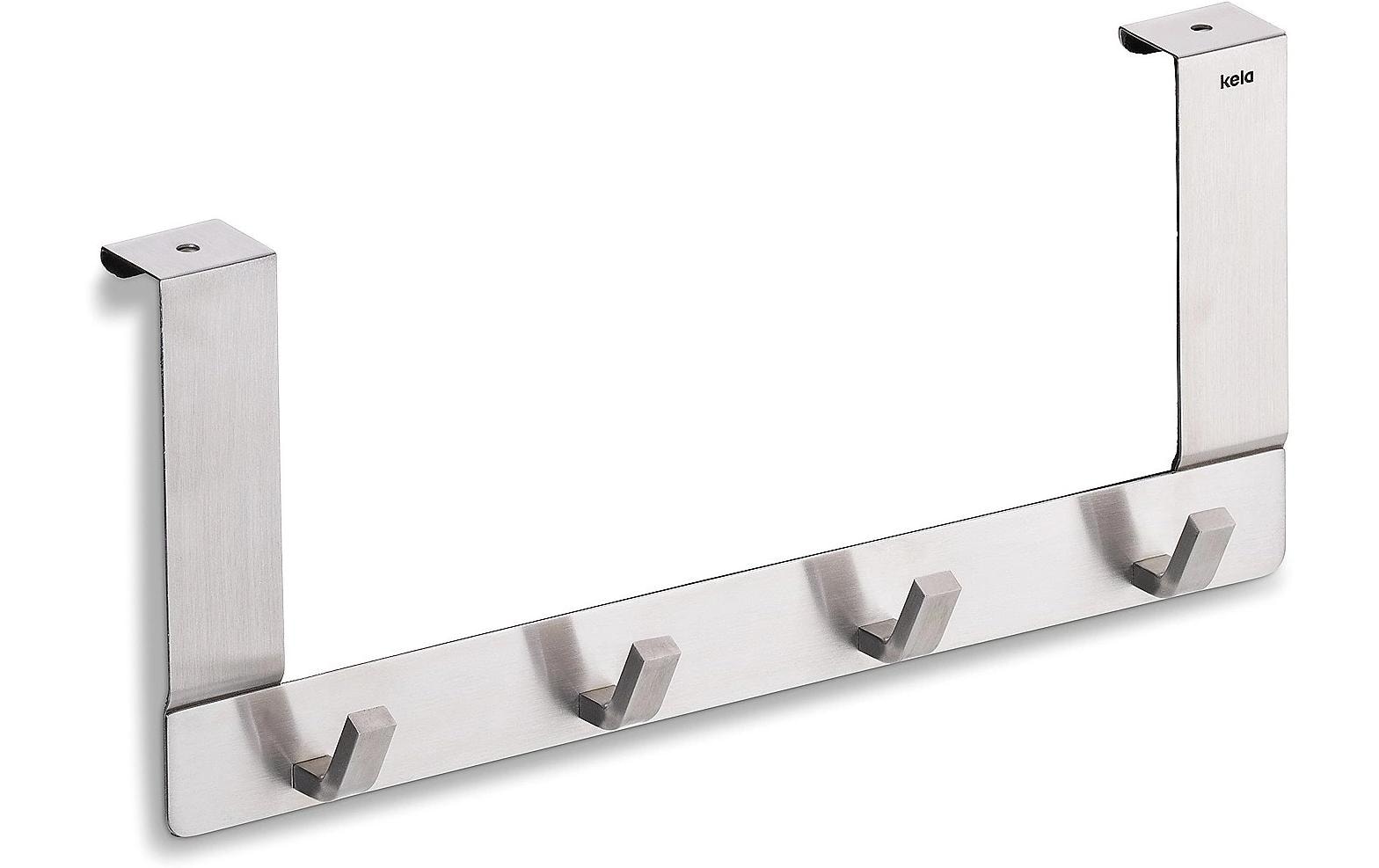 Kela Colgar Wandgarderobe 4 Haken – Edelstahl – Silber – 300 × 25 × 130 mm