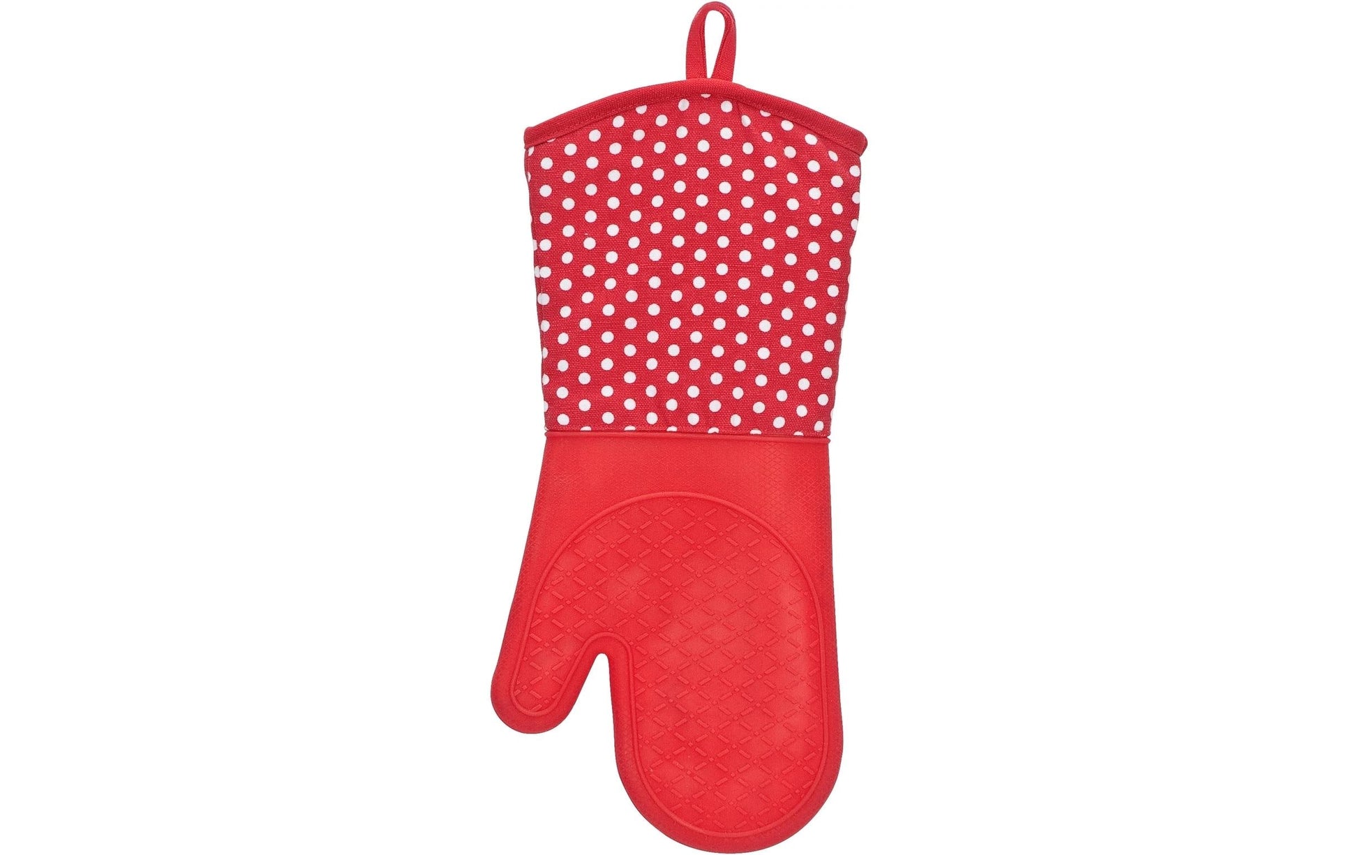 WENKO Topfhandschuhe 1 Paar, 18,5 × 37,5 cm, Baumwolle/Silikon, Rot, rutschfest, für Grill