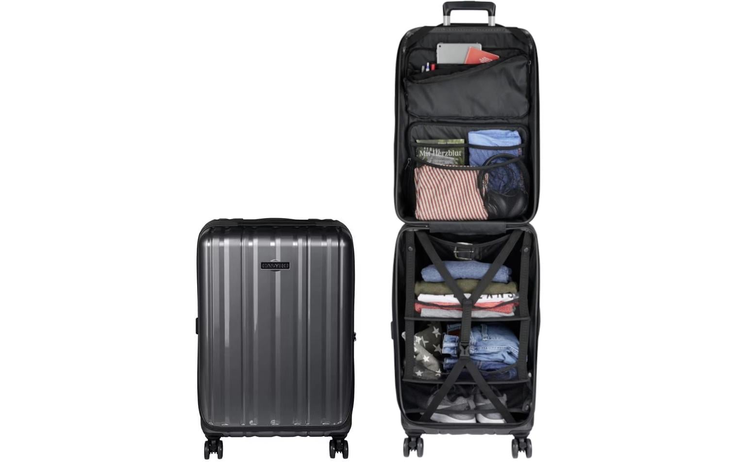 Casyro Trolley – 120 l, Hartschale PC, 4 Rollen, mit TSA, Anthrazit, 50 × 77 × 30 cm