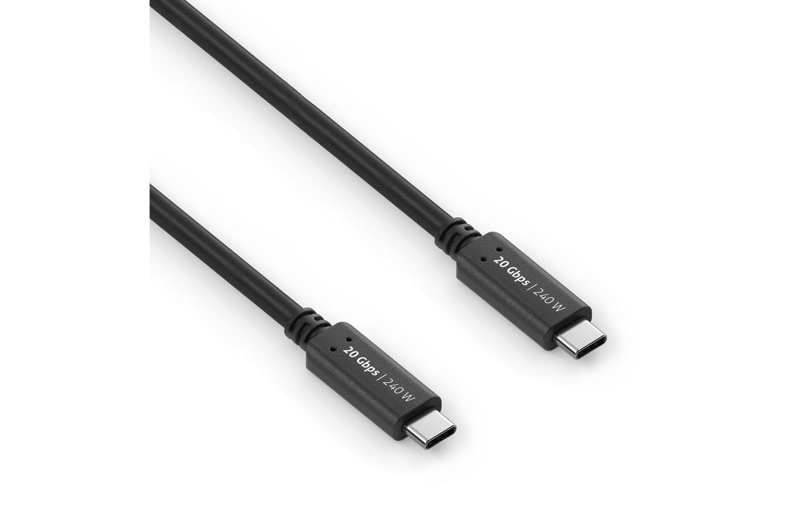 PureLink USB-C auf USB-C Kabel – USB4 20 Gbit/s – 1 m – PD 240 W – Goldstecker, PVC-Mantel – Schwarz