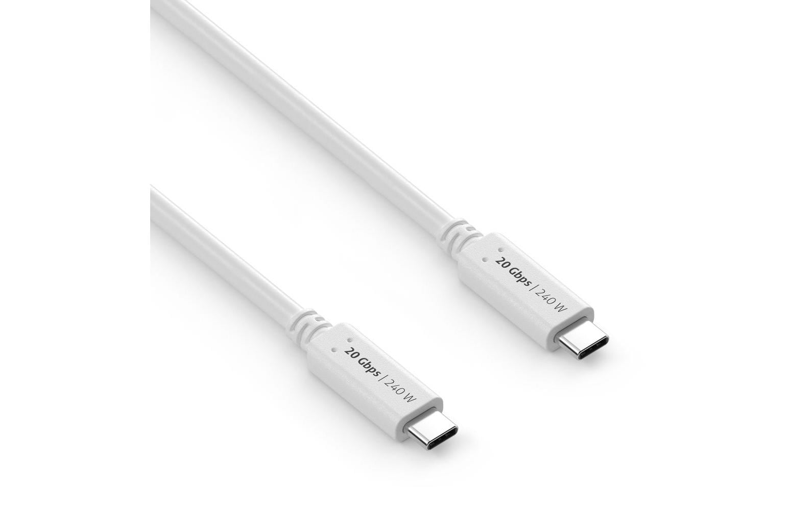PureLink USB-C auf USB-C Kabel – USB4 20 Gbit/s – 1 m – PD 240 W – Goldstecker, PVC-Mantel – Weiss
