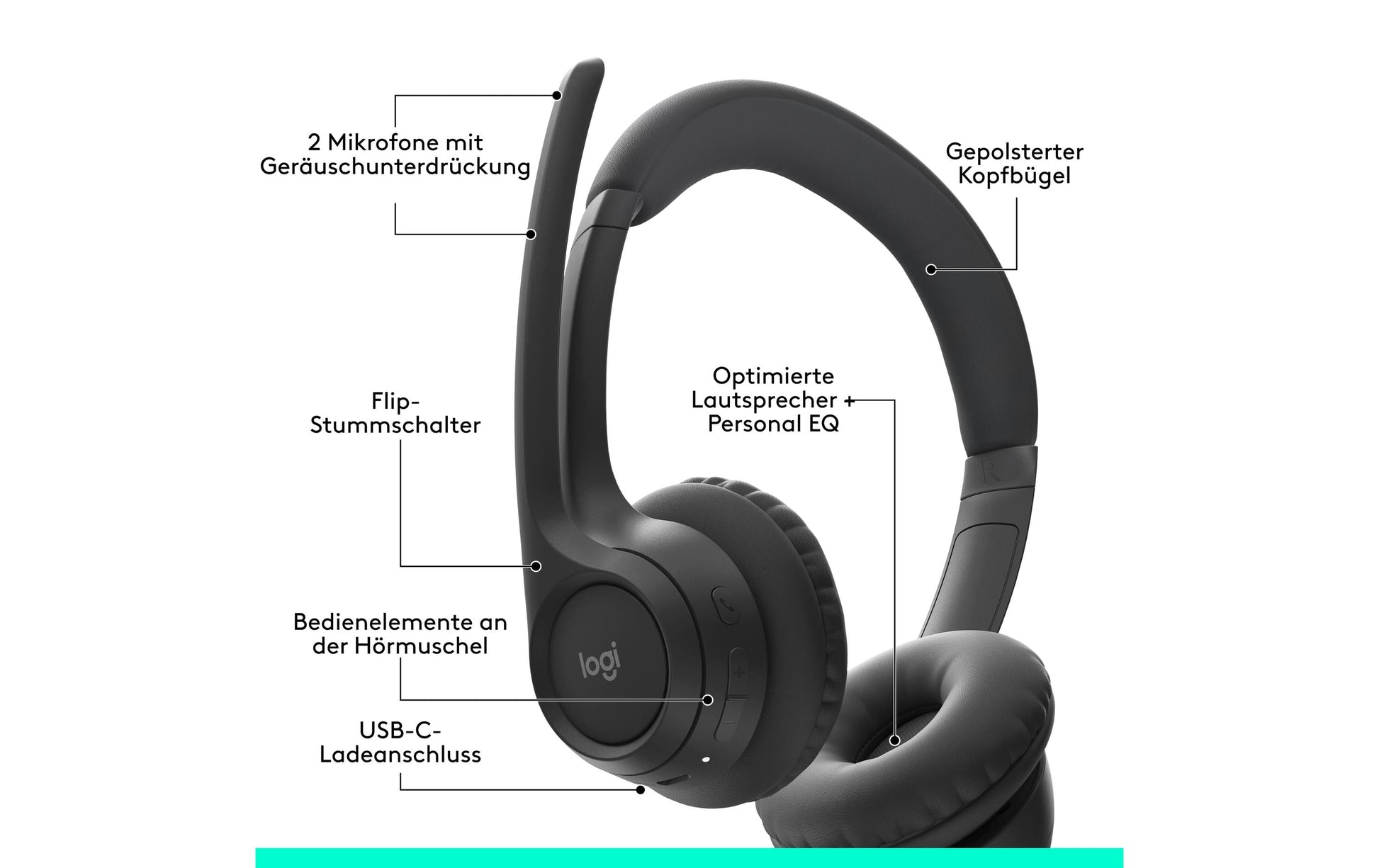 Logitech ZONE 300 – Kopfhörer – Schwarz