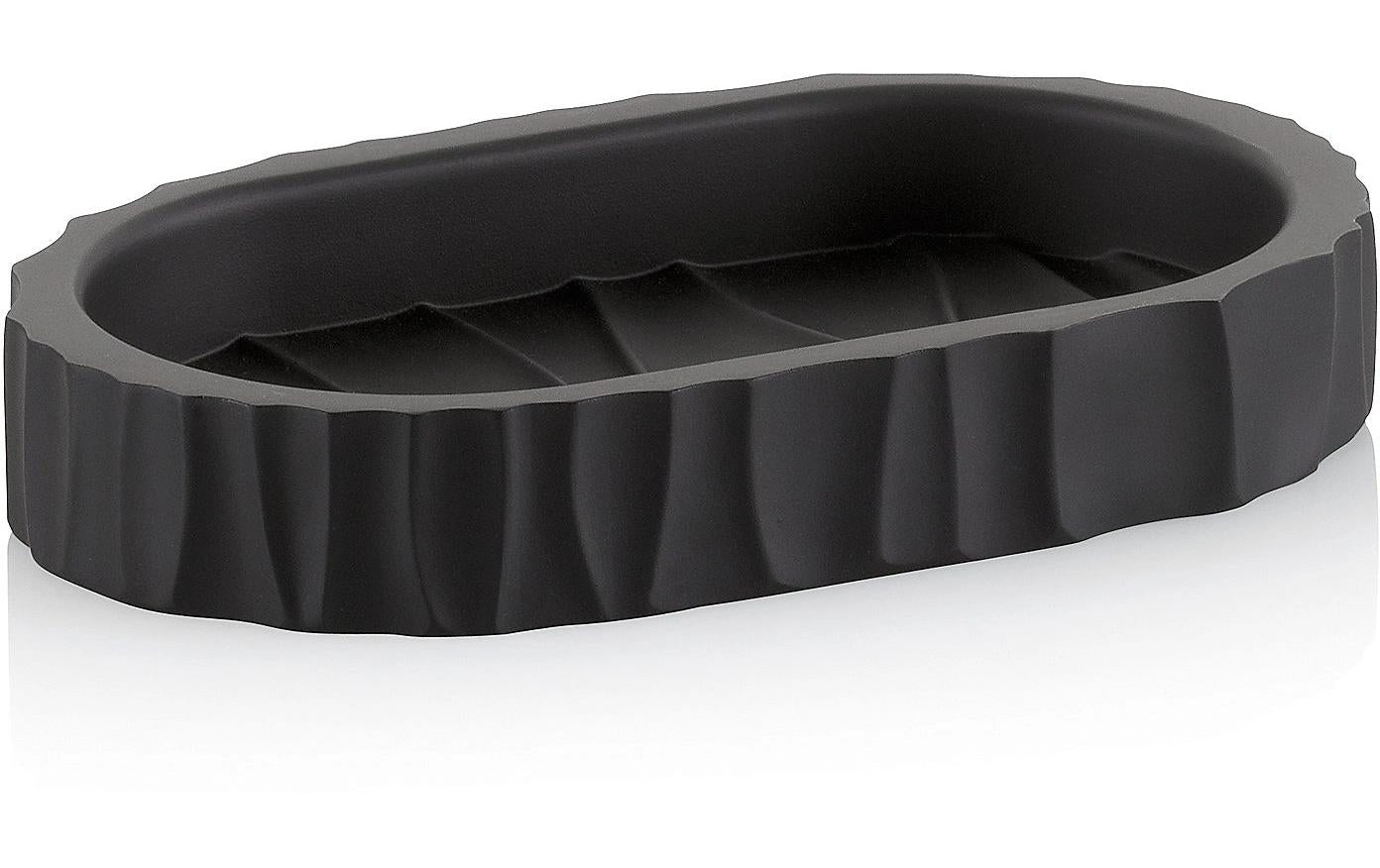 Kela Seifenschale Merida – Polyresin, 9×15×2,5 cm, Schwarz (oval)