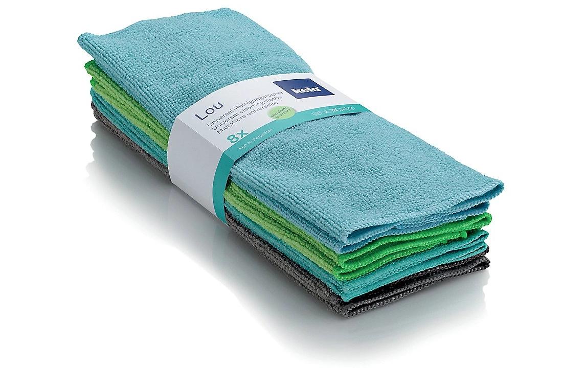 Kela Mikrofasertuch – Hellblau – 30 × 30 cm – Polyester – 8er-Set