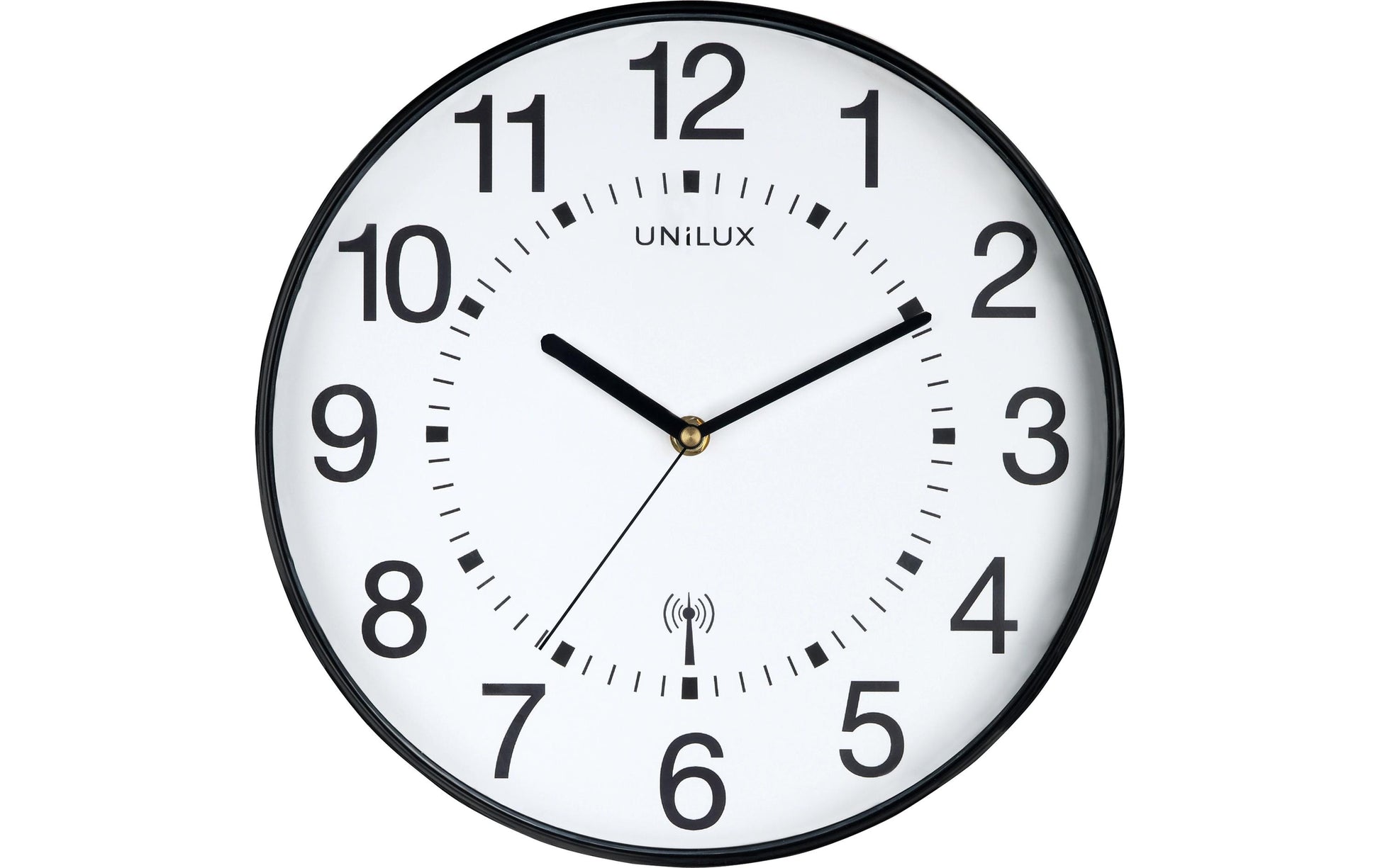 Unilux Wanduhr Wave – Funk – Ø 30 cm, Schwarz, Kunststoff, Geräuscharm