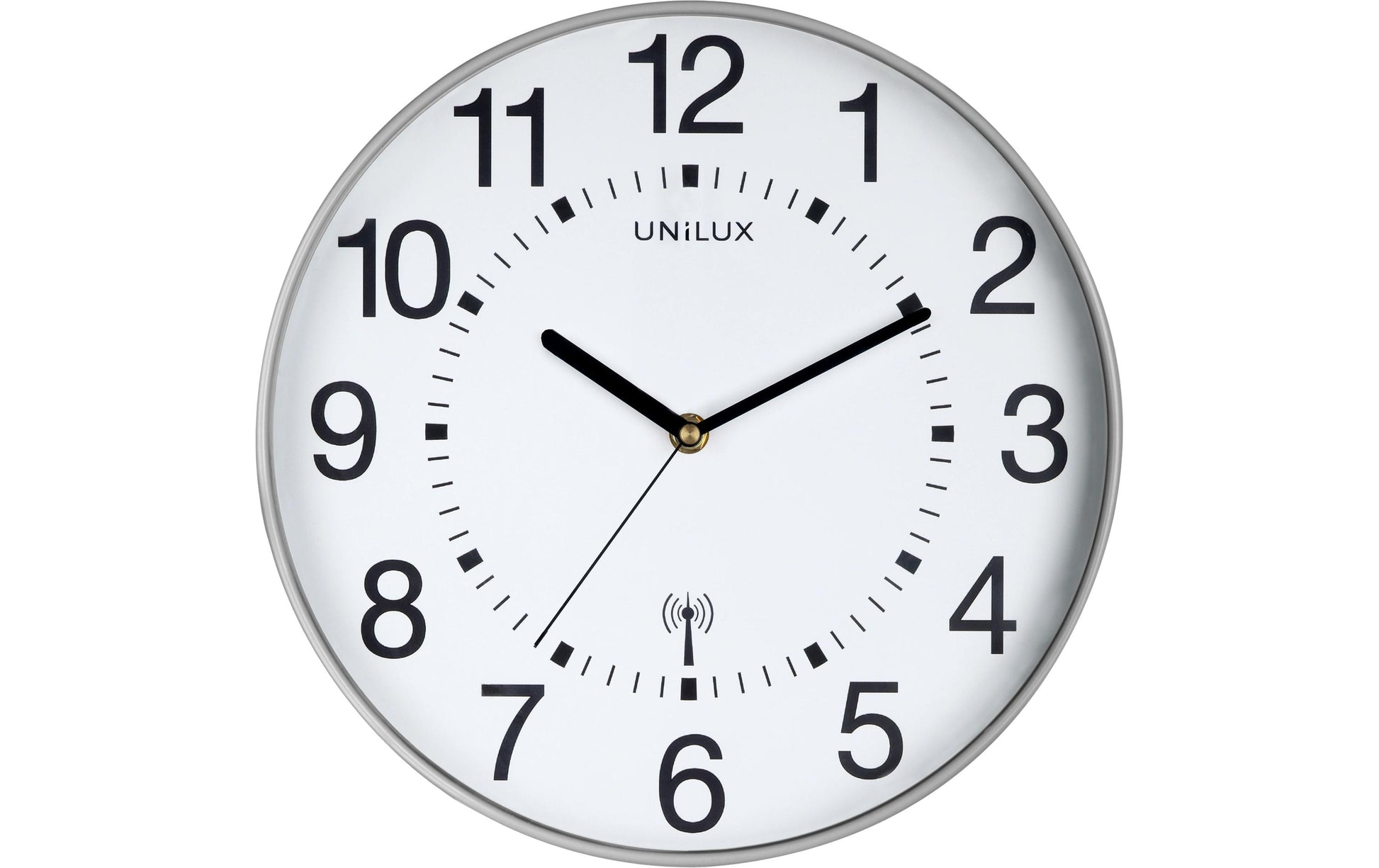 Unilux Wanduhr Wave – Funk – Ø 30 cm, Metallgrau, Kunststoff, geräuscharm