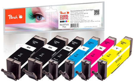 Peach Tintenpatronen-Multipack PGI-550XL/CLI-551XL, 6er-Pack, kompatibel – für Canon Pixma MG 7550 und andere