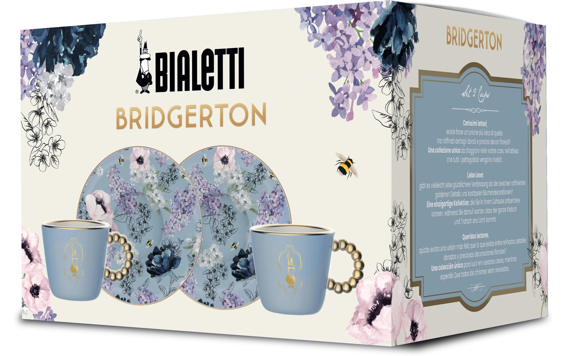Bialetti Kaffeetasse – 2er Set, 80 ml, Ø 11,2 cm, H 5,6 cm, Porzellan, Mehrfarbig, mit Unterteller