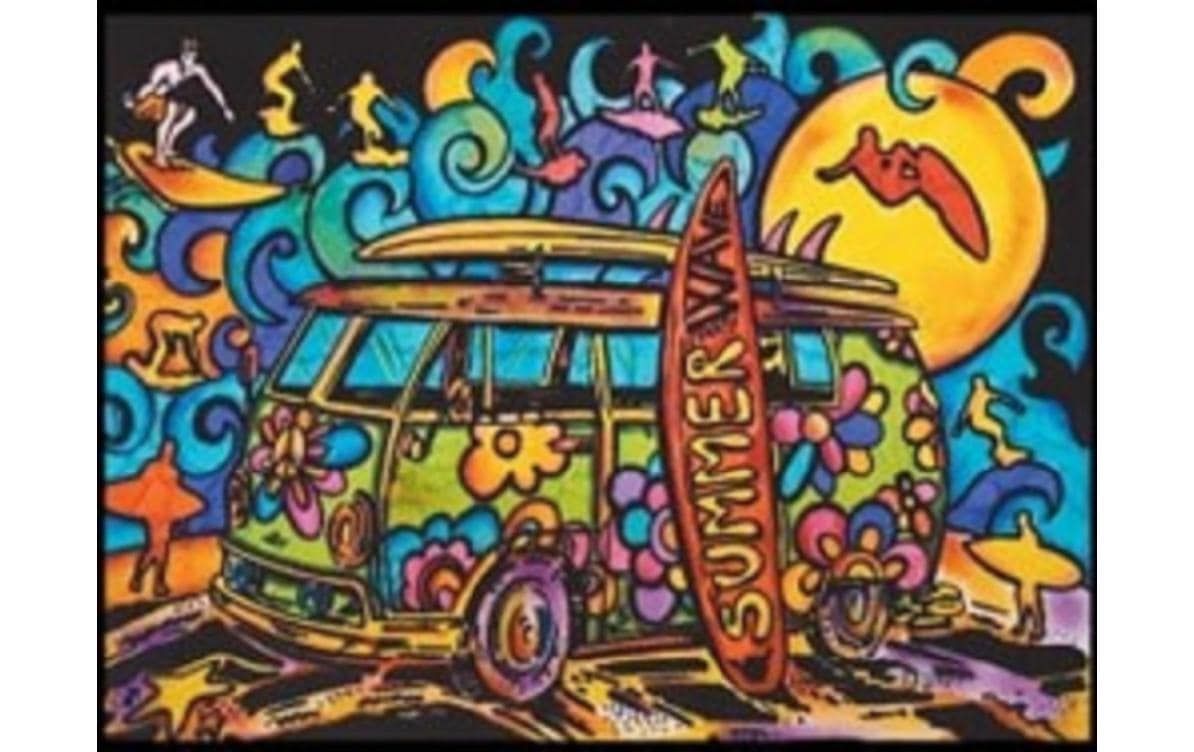 Tataruga VW Bus Ausmalbild – A4 – 1 Stk. – Schwarz, Weiss, Vorgedruckte Konturen