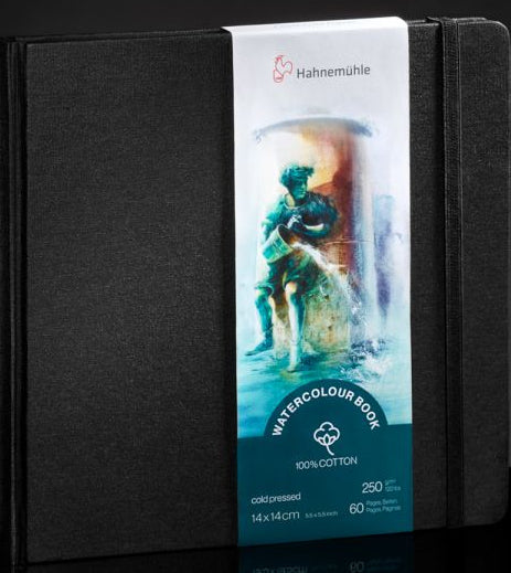 Hahnemühle Aquarellblock – 14 × 14 cm – 250 g/m² – Hardcover – 30 Blatt, schwarz, für Aquarell & Gouache