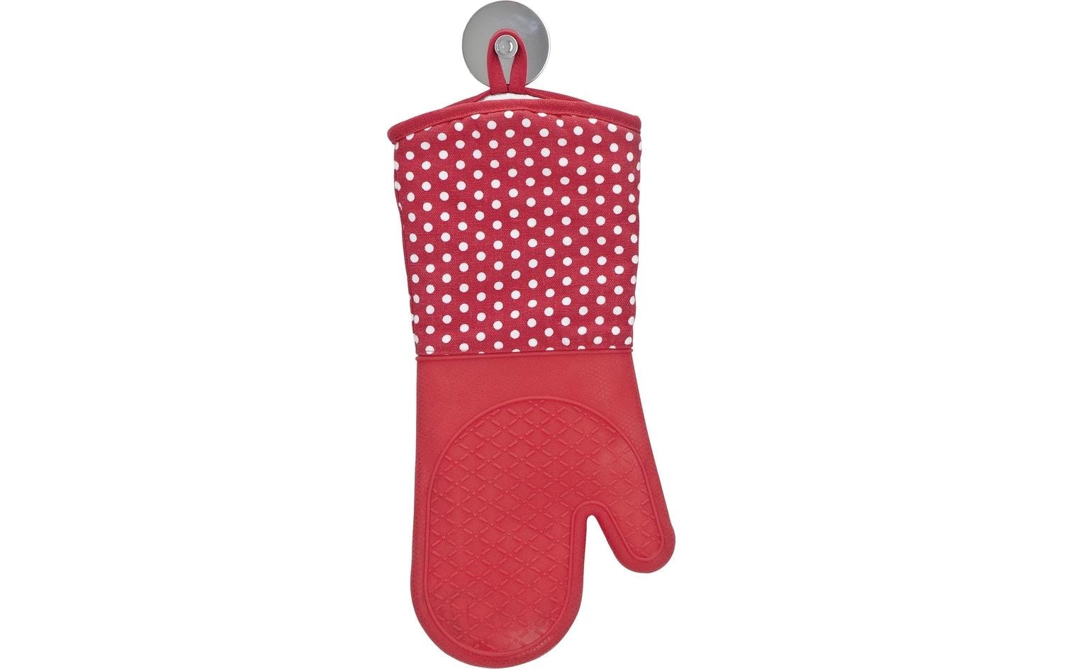 WENKO Topfhandschuhe 1 Paar, 18,5 × 37,5 cm, Baumwolle/Silikon, Rot, rutschfest, für Grill