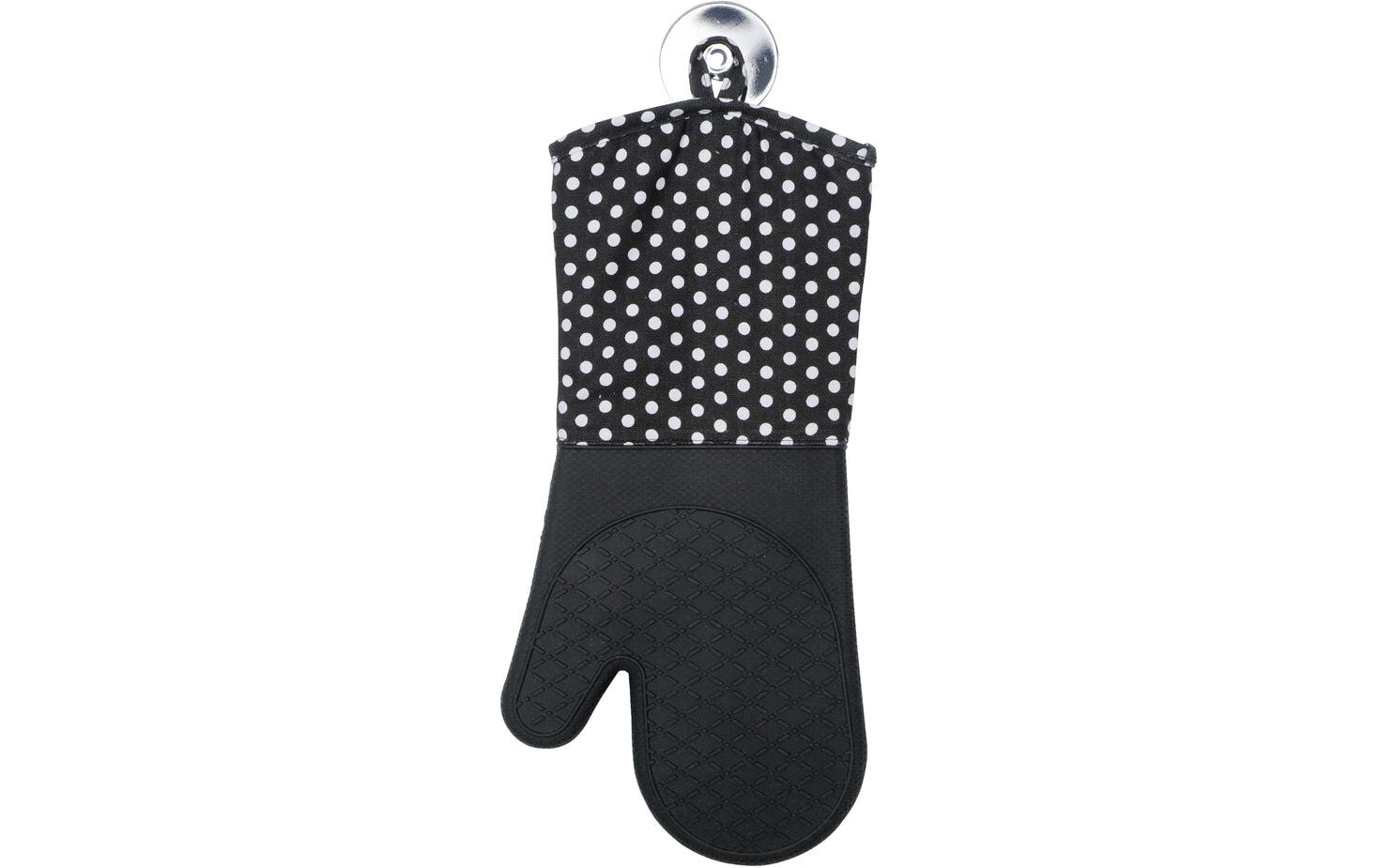WENKO Topfhandschuhe 18,5 × 37,5 cm, Baumwolle/Silikon, rutschfest, schwarz, 2 Stk.