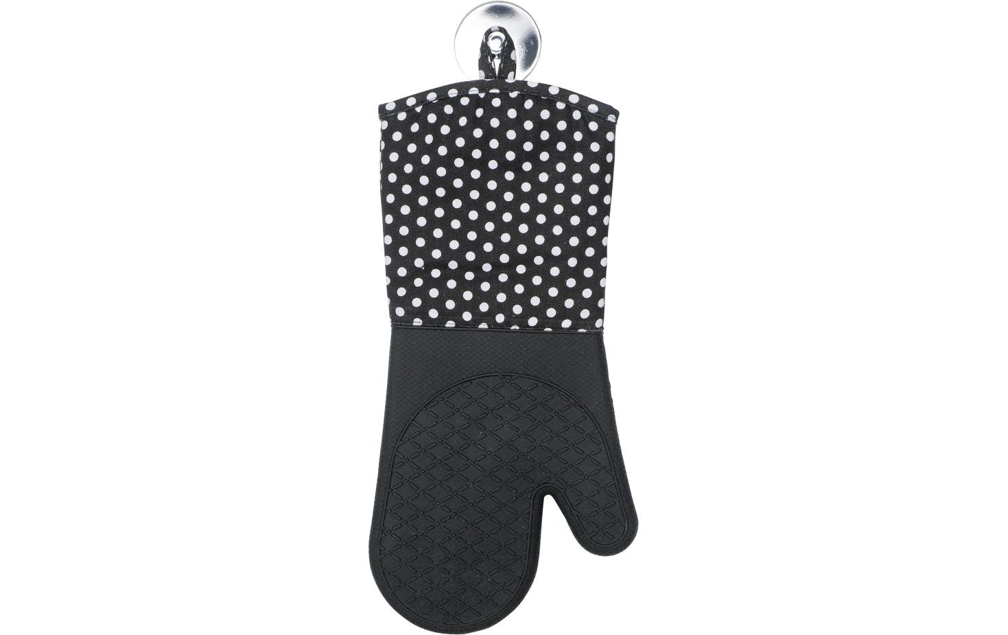 WENKO Topfhandschuhe 18,5 × 37,5 cm, Baumwolle/Silikon, rutschfest, schwarz, 2 Stk.