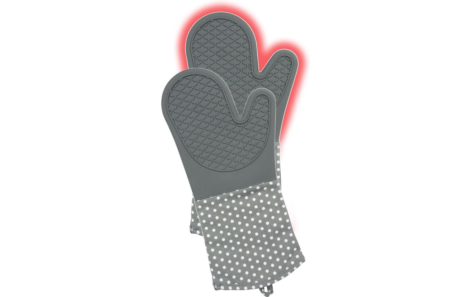 Wenko – Topfhandschuhe 18,5 × 37,5 cm, Baumwolle/Silikon, rutschfest, 2er-Set, Grau