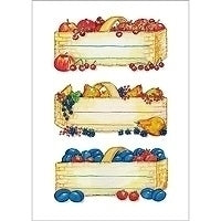 HERMA Schuletiketten – Motiv Fruchtkörbe – 84×120 mm, Abgerundete Ecken, 12 Stück, 4 Bögen