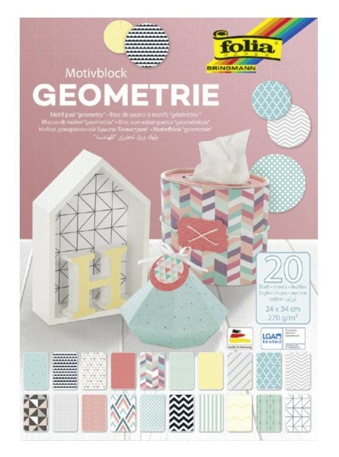 Folia Motivkartonblock – 240 × 340 mm – 270 g/m² – sortiert – 20 Blatt