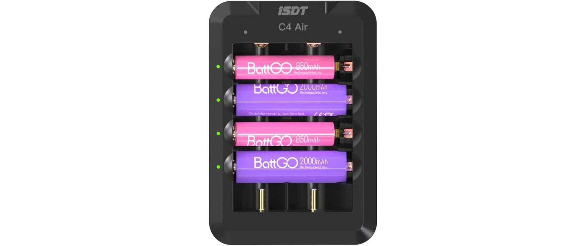 ISDT C4 Air Batterieladegerät 40 W – 4 Schächte, für AA/AAA, Li‑Ion/LiFePO4/NiMH – USB‑C – Schwarz