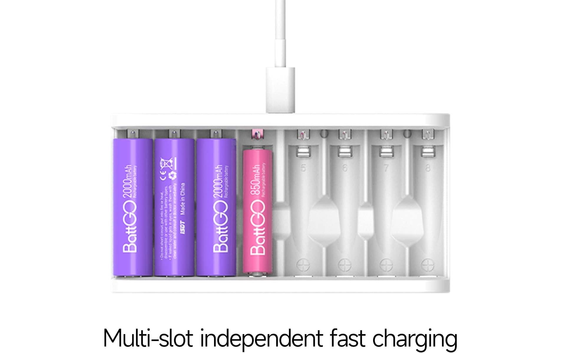 ISDT A8 Air Batterieladegerät 4× – für AA/AAA, Li‑Ion/LiFePO4/NiMH – USB‑C×1 – grau