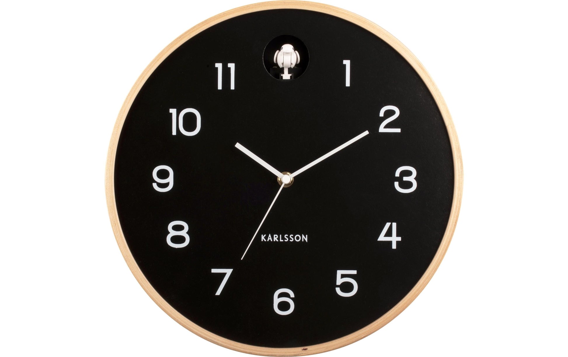Karlsson Natural Cuckoo – Analoge Uhr, Birkenholz, Schwarz