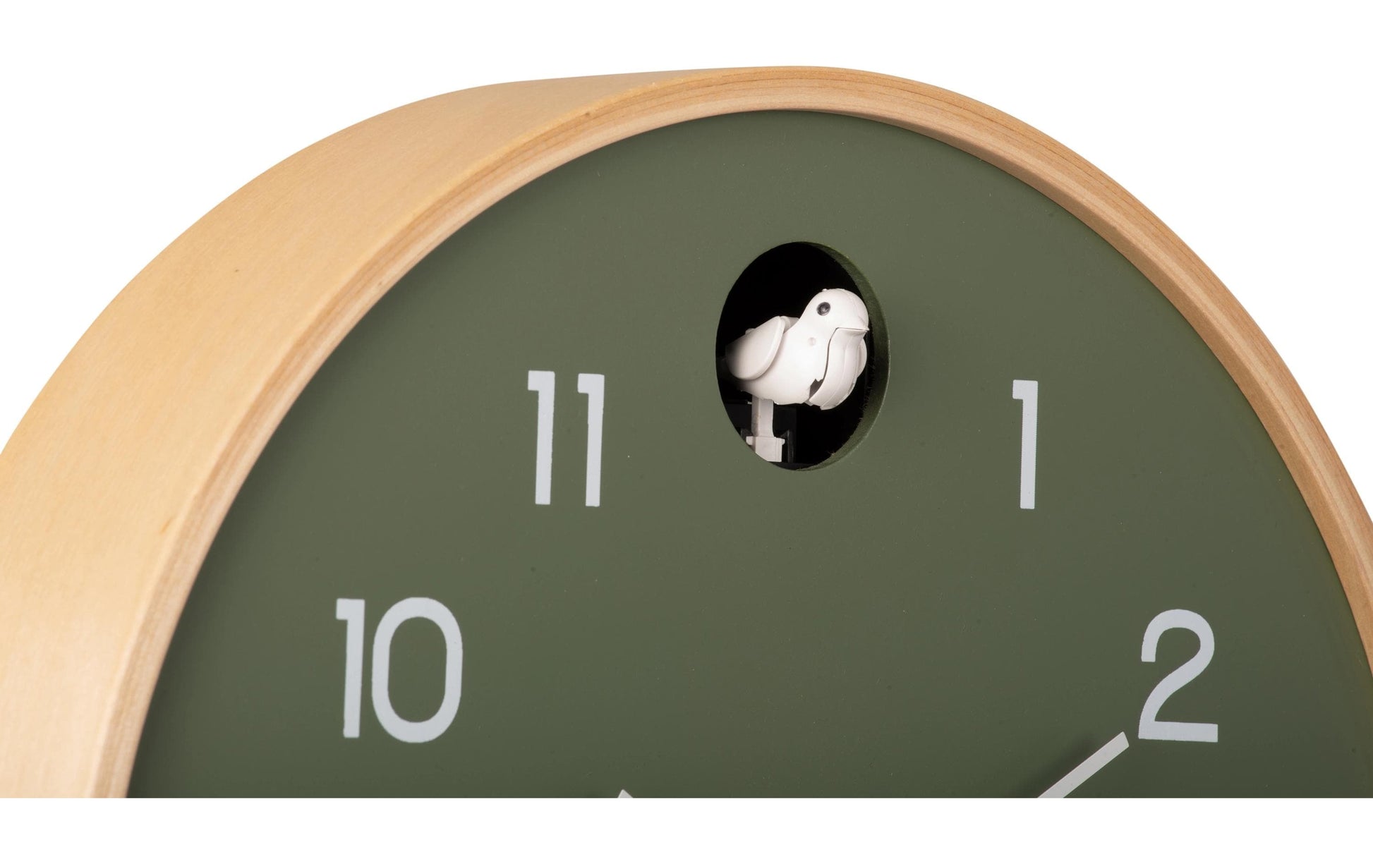 Karlsson Wanduhr Natural Cuckoo – Ø 31,5 cm, Grün, Birke