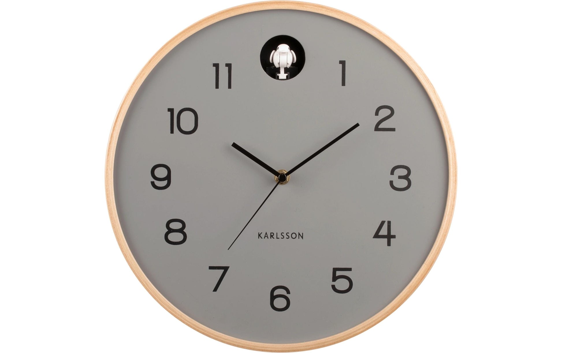 Karlsson Wanduhr Natural Cuckoo – batteriebetrieben, grau