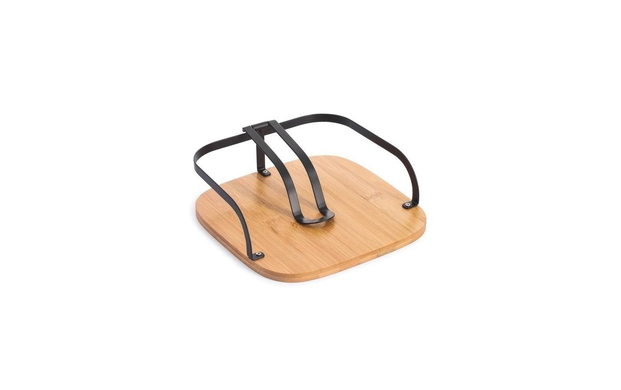 MSV Serviettenhalter – Schwarz/Nature – 19 × 19 × 7 cm – Stahl/Bambus
