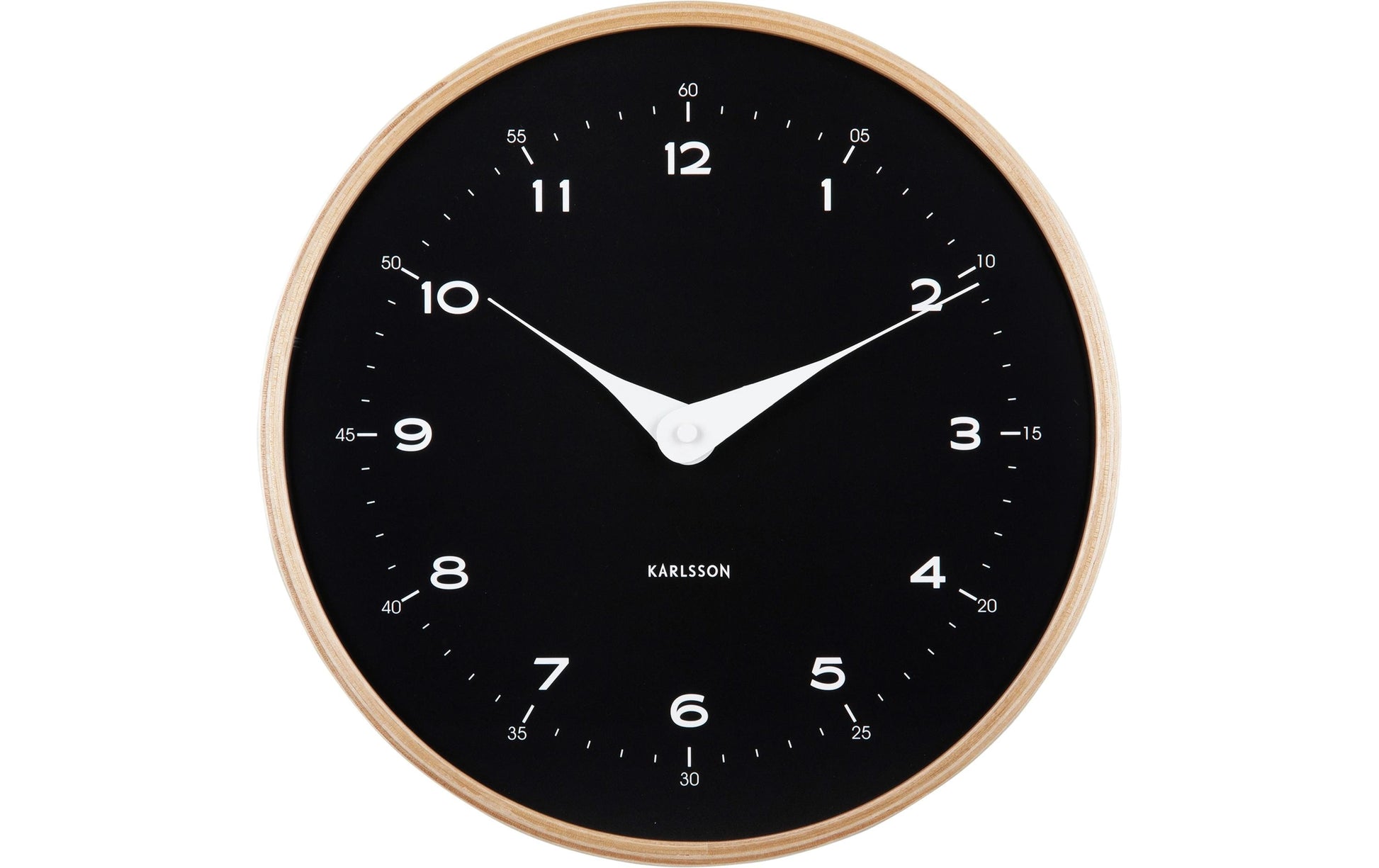 Karlsson Wanduhr – Analog, lautlos, Ø 30 cm, schwarz, Holz