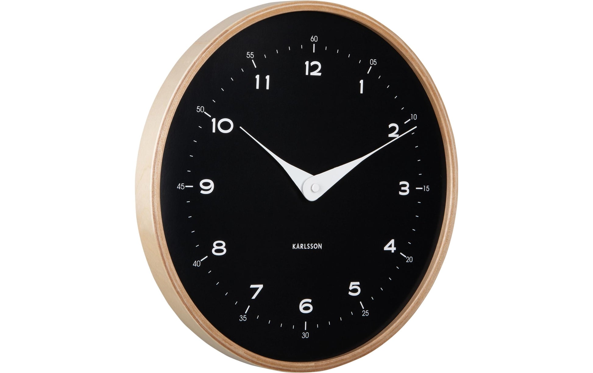 Karlsson Wanduhr – Analog, lautlos, Ø 30 cm, schwarz, Holz