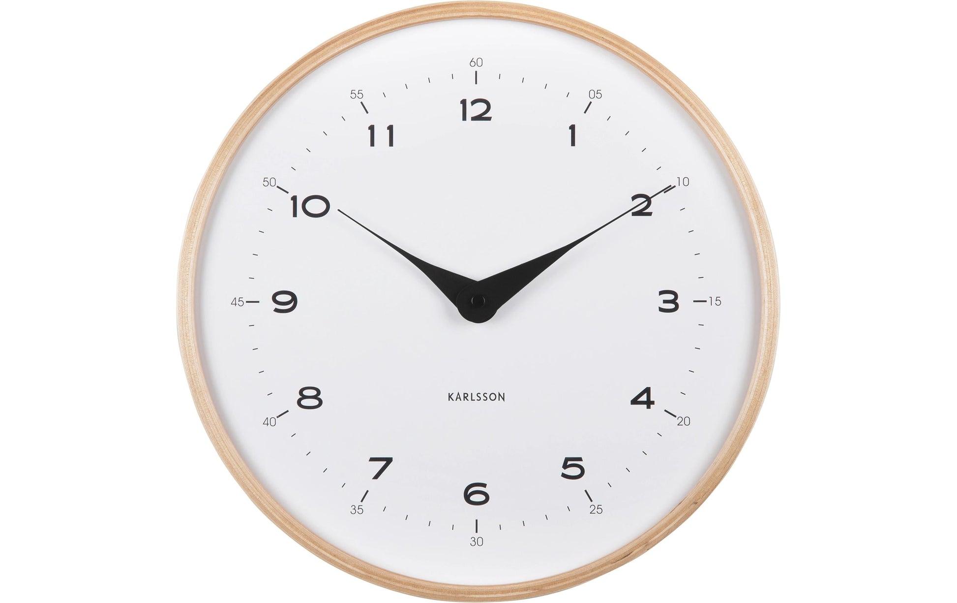 Karlsson Osado Dome Wanduhr – Analog, Lautlos, Ø 30 cm, Weiss, Holz