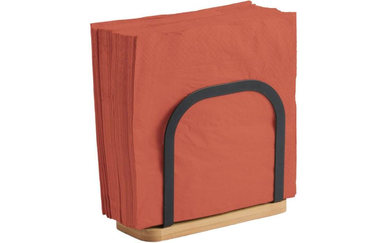 MSV Serviettenhalter – 15,0 × 6,0 × 12,5 cm, Stahl/Bambus, Schwarz/Holz